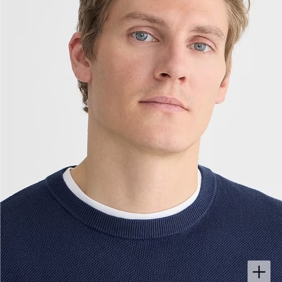 J crew Cotton piqué-stitch crewneck sweater blue - Picture 3 of 4
